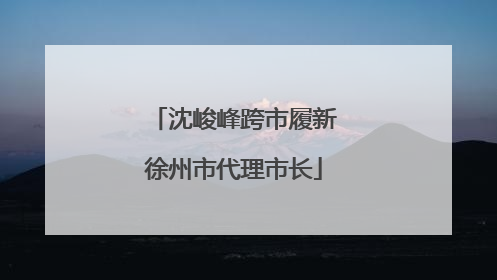 沈峻峰跨市履新徐州市代理市长